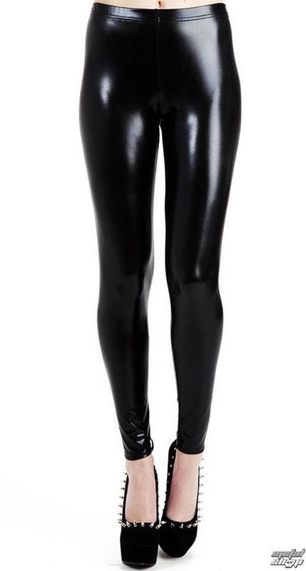 legíny PAMELA MANN - Wet Look Leggings - Black - PM076