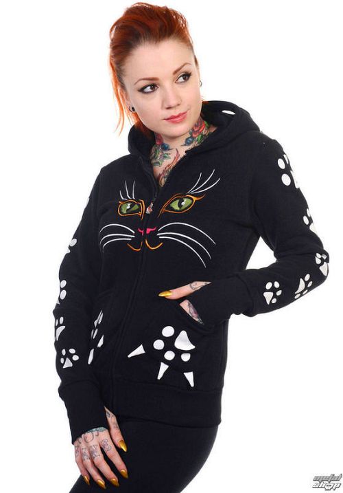 mikina dámska BANNED - Cat - Black - HBN016
