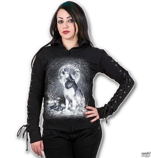 mikina dámska SPIRAL - White Wolf - Black - T053F265