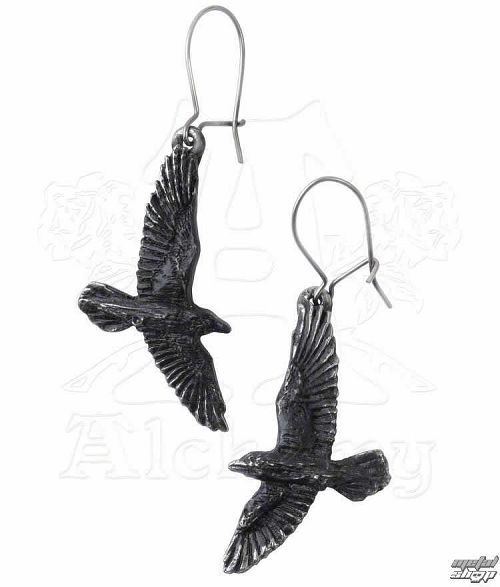 náušnice Black Raven - ALCHEMY GOTHIC - E333
