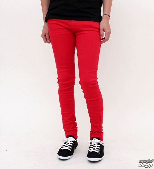 nohavice dámske HELL BUNNY - Super Skinny - Red - 2570