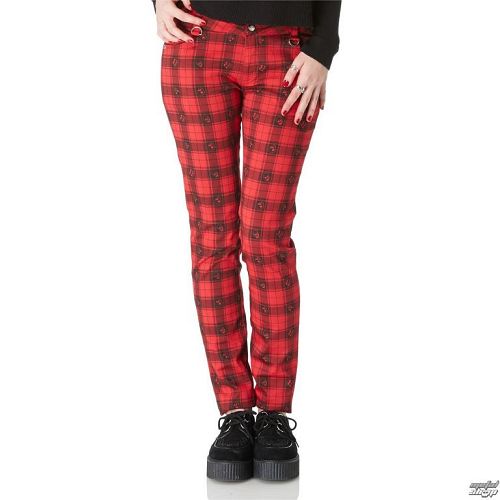 nohavice dámske JAWBREAKER - Red Tartan - TRA4516R