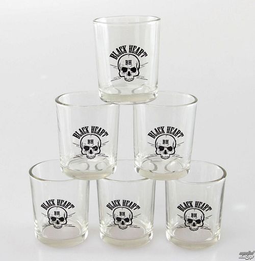 panáky BLACK HEART - Skull - Black