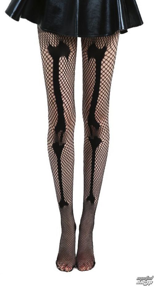 pančucháče PAMELA MANN - Fishnet Bone - Black - PM1010