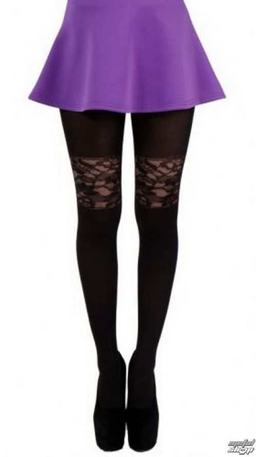 pančucháče PAMELA MANN - Lace Panel - Black - PM243