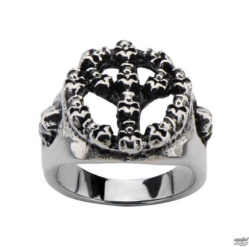 prsteň INOX - PEACE SIGN SKULL BLK - FR1160