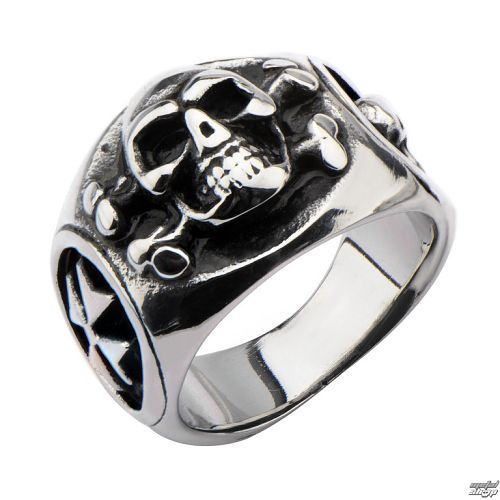 prsteň INOX - SKULL BACK CROSS BONE - FR1192