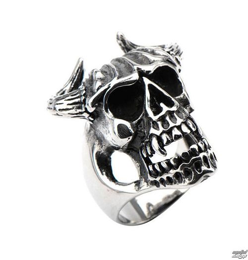 prsteň INOX - SKULL W/BULL HORNS - FR1431