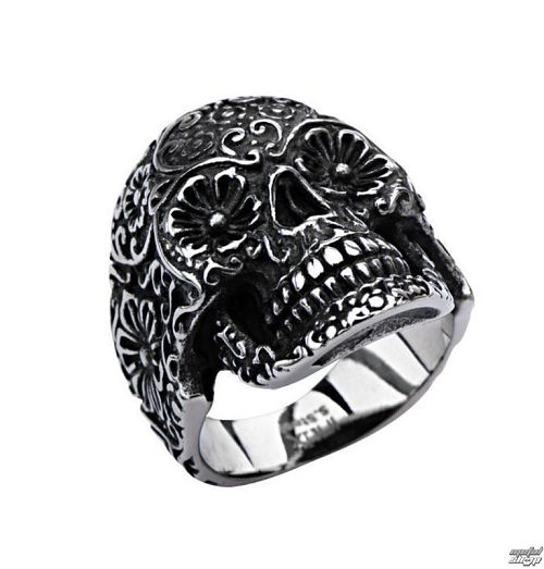prsteň INOX - SKULL W/FLOWER EYES - FRW8814