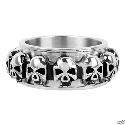 prsteň INOX - skulls around - FR1046