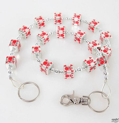 reťaz Kocky - Lebka - Silver / Red
