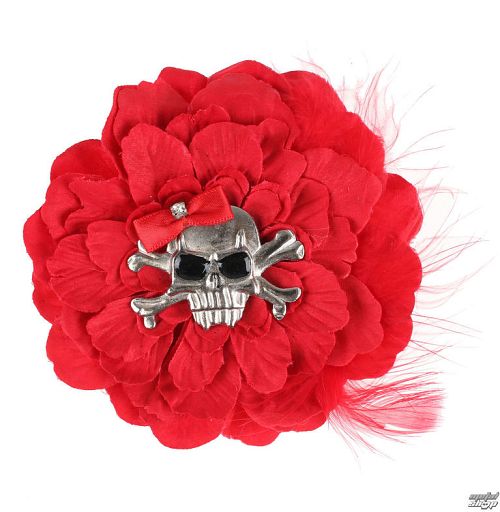 sponka do vlasov Skull - Red - NSF001