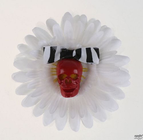 sponka do vlasov Skull - White / Red - NSF024