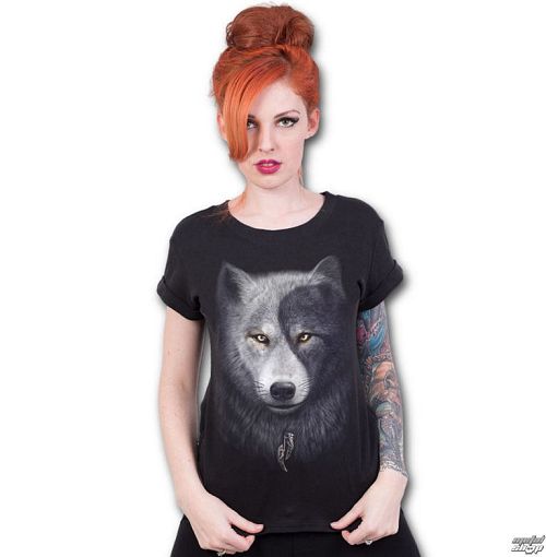 tričko dámske SPIRAL - WOLF CHI - Black - T118F744