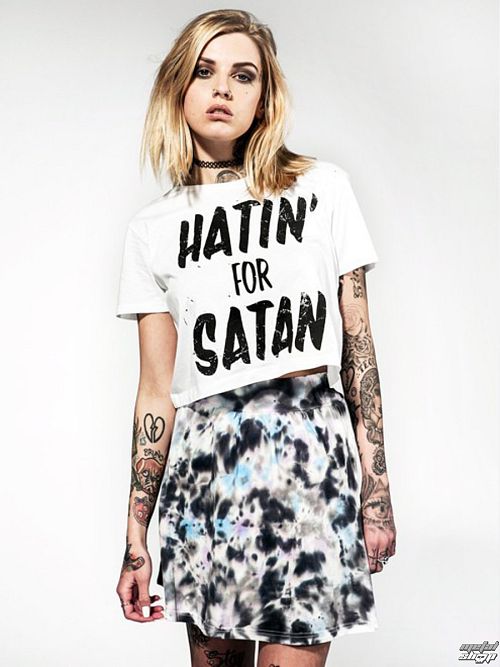 tričko dámske (top) DISTURBIA - Hatin - White - DIS626