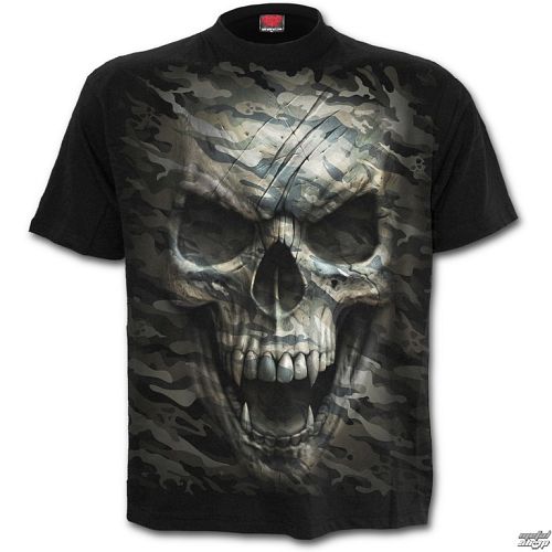 tričko pánske SPIRAL - CAMO-SKULL - Black - T141M101