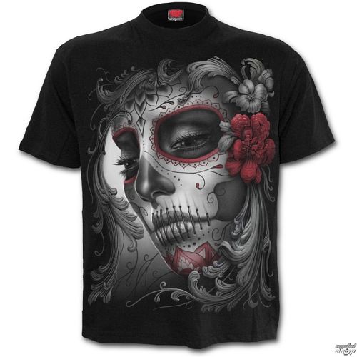tričko pánske SPIRAL - SKULL ROSES - Black - D058M121