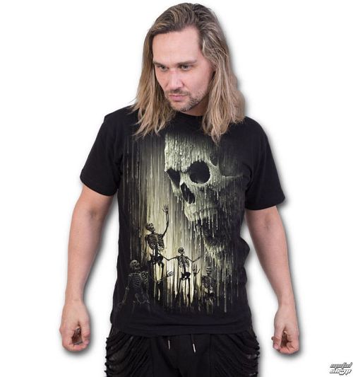 tričko pánske SPIRAL - WAXED SKULL - Black - K045M101