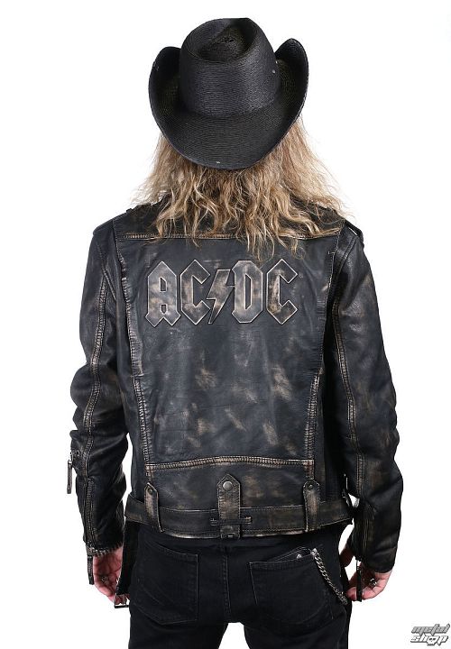 bunda pánska (křivák) AC/DC - LROV Black / Beige - AD-17-MSJ-01