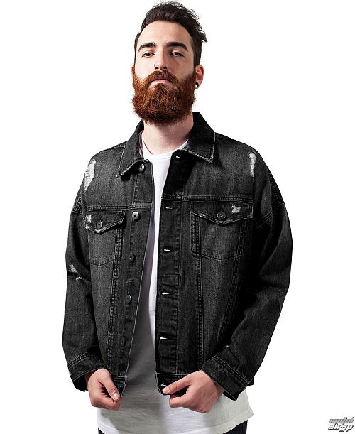 bunda pánska URBAN CLASSICS - Ripped Denim - TB1438-black