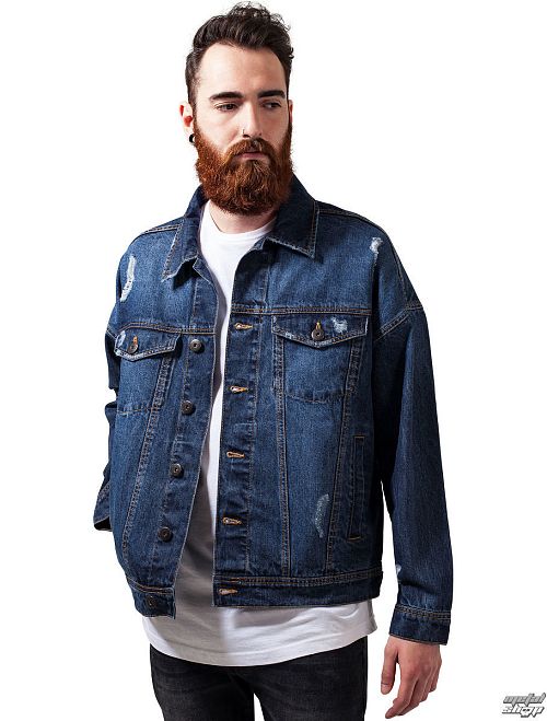 bunda pánska URBAN CLASSICS - Ripped Denim - TB1438-blue washed