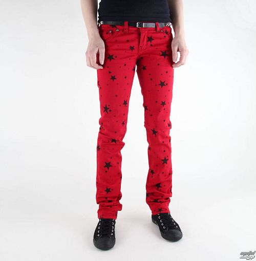 kalhoty dámské 3RDAND56th - Star Skinny Jeans - JM1097 - RED