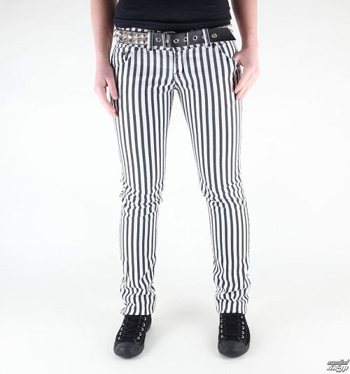 kalhoty dámské 3RDAND56th - Stripe Skinny - JM444 - BLK-WHITE