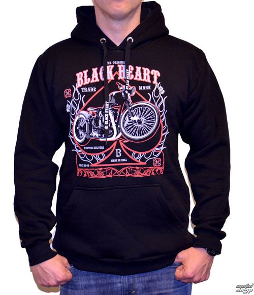 mikina pánska BLACK HEART - FLAME CHOPPER - BLACK - 003-0030-BLK