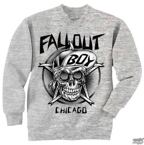 mikina pánska Fall Out Boy - Skull - Grey - LIVE NATION - PE10832CNC