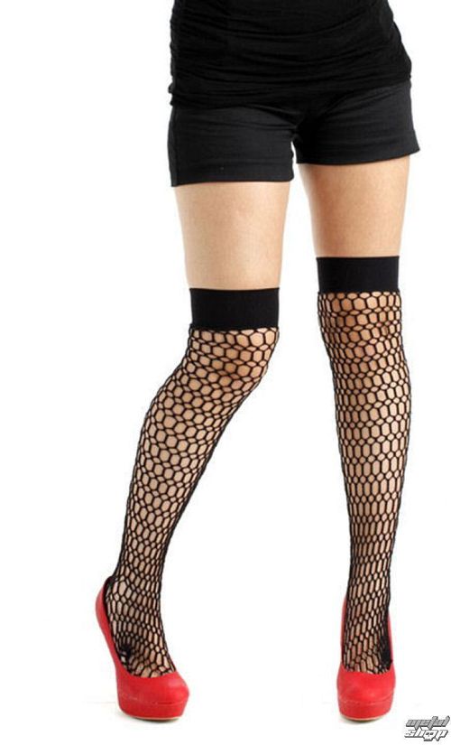 nadkolienky PAMELA MANN - Chainmail Over Knee - Black - PM1007