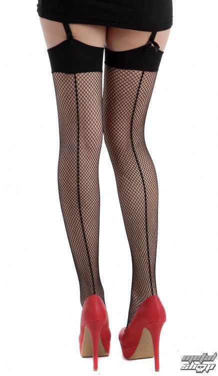 nadkolienky PAMELA MANN - Fishnet Seamed Stockings - Black - 027