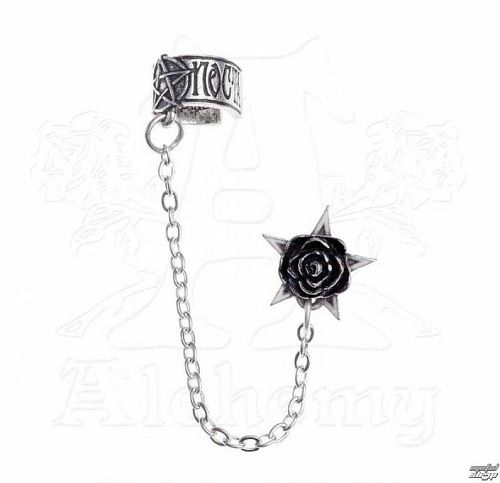 náušnice ALCHEMY GOTHIC - Black Rose - Rosa Noctem Earcuff - E382
