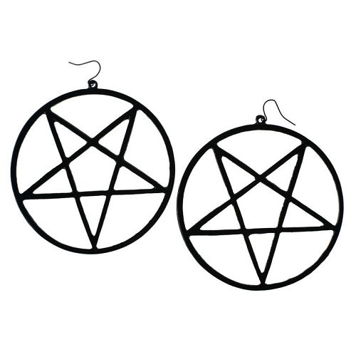 náušnice Luciferothica - Huge Inverted Pentagram - Black - LUC008