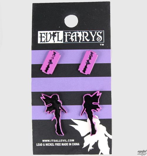 náušnice POIZEN INDUSTRIES - EFES1 - Fairy & Razorblade - Purple