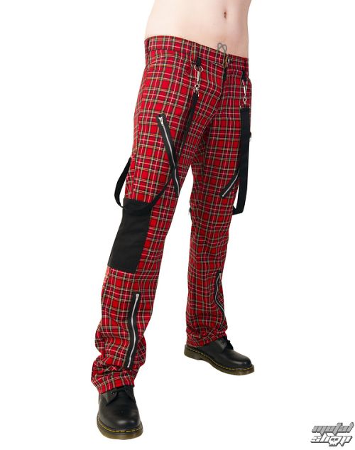 nohavice Black Pistol - Punk Pants Tartan Red-Green - B-1-01-060-04