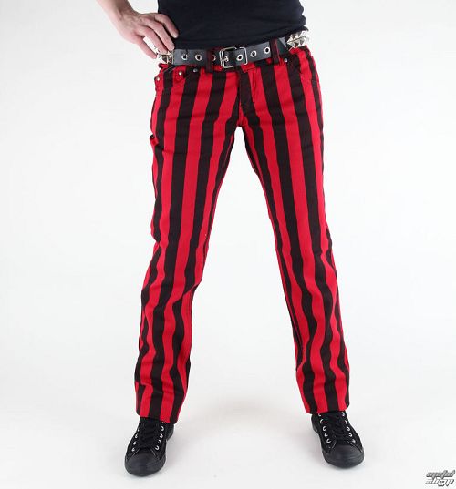 nohavice dámske 3RDAND56th - 1 Stripe Skinny Jeans - JM1111 - BLK-RED