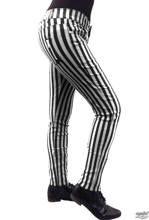 nohavice dámske BANNED - Stripe Skinny - White - TBN429WHT