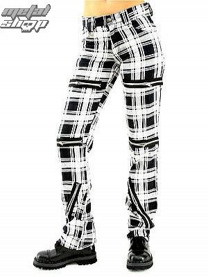 nohavice dámske Black Pistol - Destroy Pants Tartan (Black/White) - B-1-20-060-01