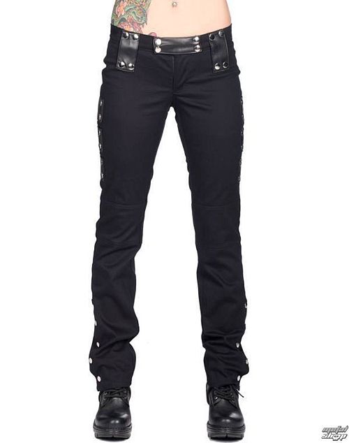 nohavice dámske BLACK PIŠTOL - Stud Low Cut Denim - Black - B-1-39-001-00