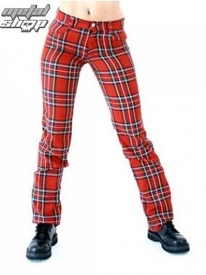 nohavice dámske Black Pistol - Tartan Pants Red-Green - B-1-05-060-04