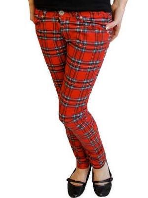 Nohavice  dámské HELL BUNNY - TARTAN PRINTED TROUSERS - 5123 - TAR