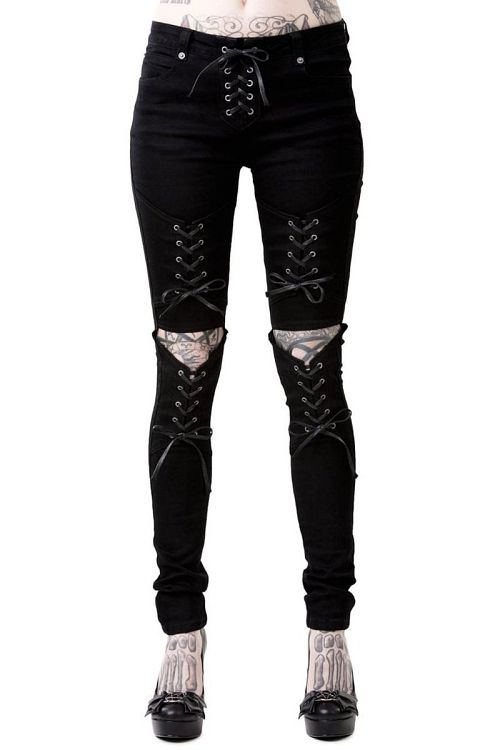 nohavice dámske KILLSTAR - PHASED OUT JEANS - BLACK - KSRA000177