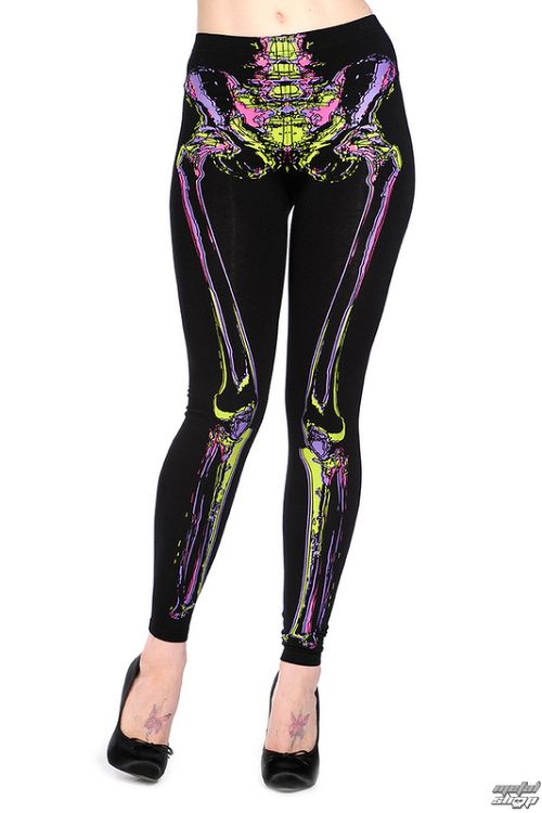 nohavice dámske (legíny) BANNED - Neon Skeleton - Black - LBN1116