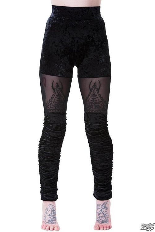 nohavice dámske (legíny) KILLSTAR - NIGHTSHADE VELVET - BLACK - K-LEG-F-2900