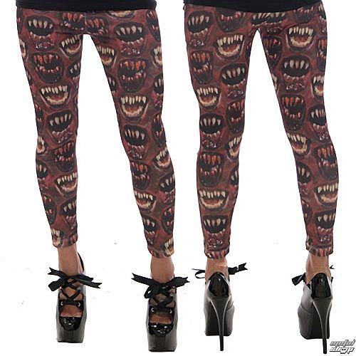 nohavice dámske (legíny) KREEPSVILLE SIX SIX SIX - Monster Mouth - Red - GLMMR