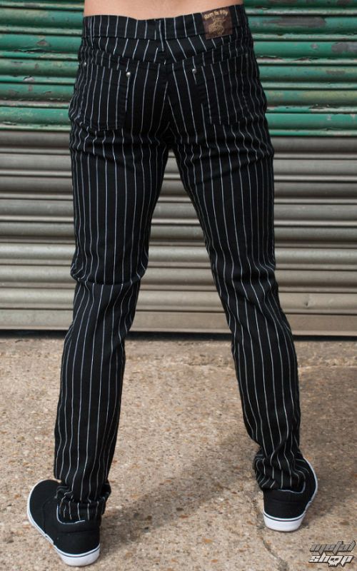 nohavice pánske 3RDAND56th - Pinstripe - Blk/Wht - JM1151