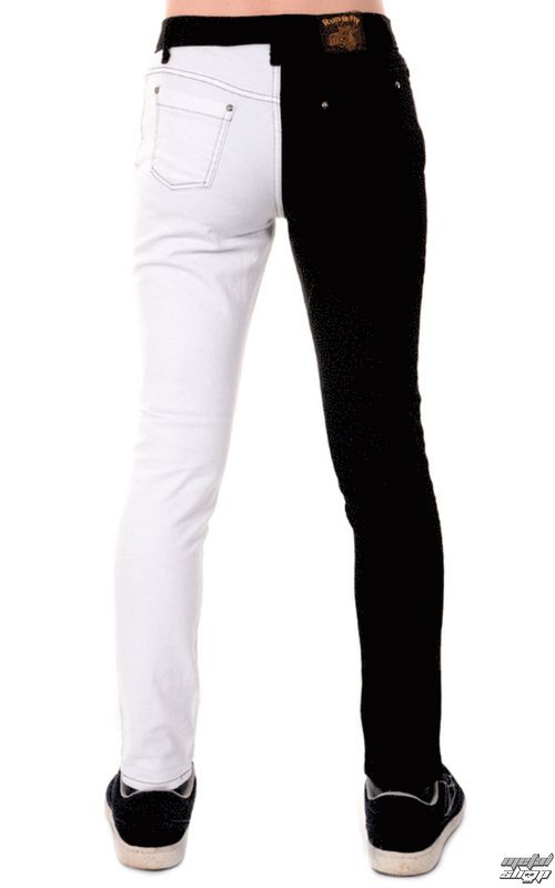 nohavice pánske 3RDAND56th - Split Leg Skinny - Blk/Wht - JM1249