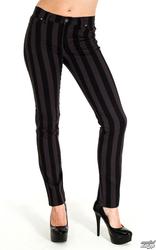 nohavice pánske 3RDAND56th - Stripe Skinny - Blk / Grey - JM1105