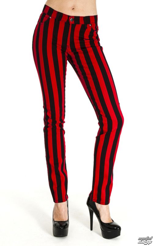 nohavice pánske 3RDAND56th - Stripe Skinny - Blk/Red - JM1105