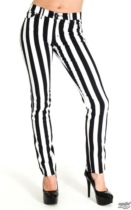 nohavice pánske 3RDAND56th - Stripe Skinny - Blk / WHT - JM1105